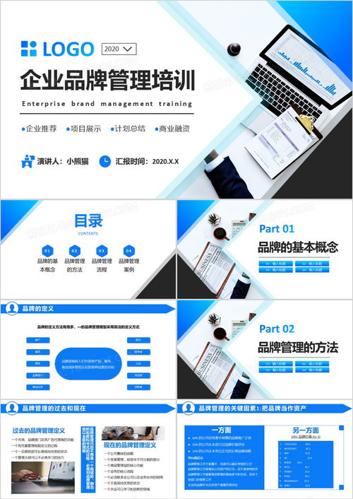 商務(wù)藍色公司企業(yè)品牌管理培訓PPT模板